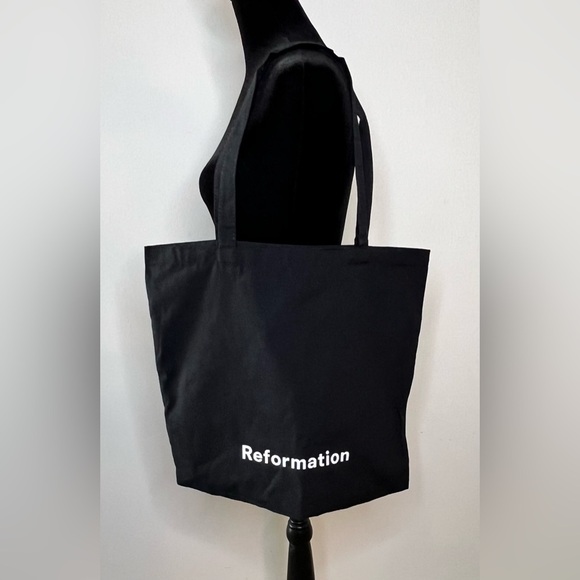 Reformation large black canvas shopping bag tote. 18x16 - Picture 1 of 5